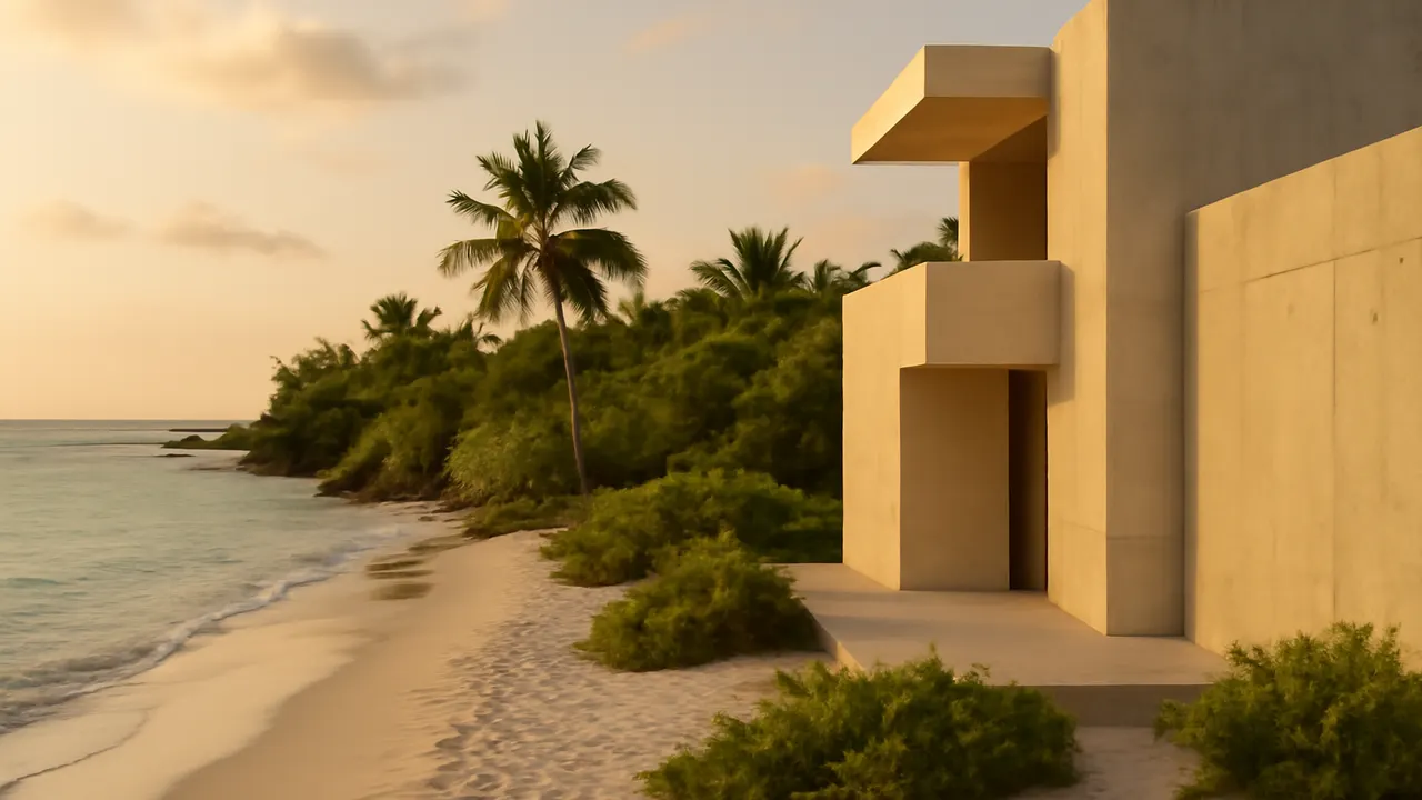 Calm Caribbean beach with native vegetation and modern architecture in Uvero Alto reflecting the current real estate market