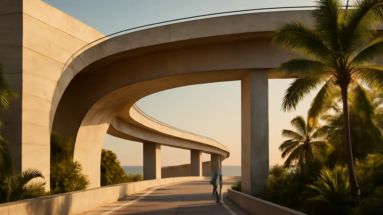 Modern infrastructure and connectivity in Uvero Alto with natural materials and sunset light, key factors for real estate development